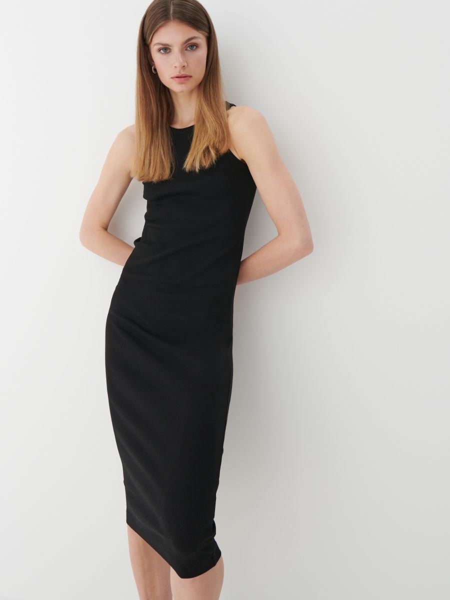 black cotton tube dress