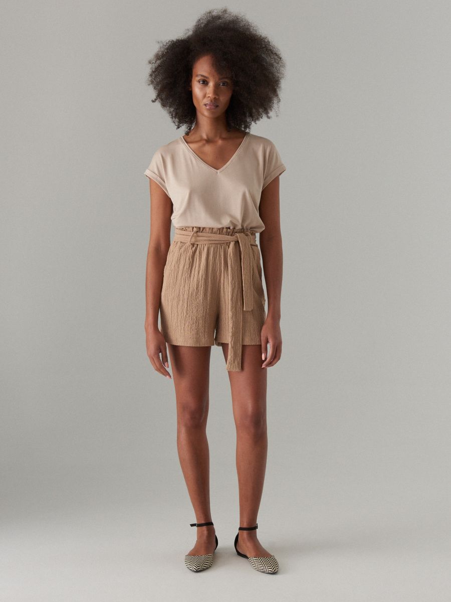 grey paperbag shorts